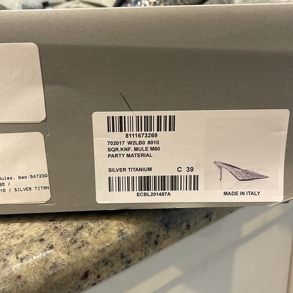 NIB BALENCIAGA KNIFE METALLIC STILETTO MULES IN SILVER. 39/8.5 - Picture 9 of 9